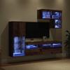 Wall Mounted TV Units with LED Light Strips 6 pcs Reclaimed Wood Effect Particleboard