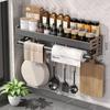 Wall Mounted Kitchen Storage Rack Waterproof Seasoning Storage Shelf Household Knife Holder Space Aluminum Cutting Board Rack