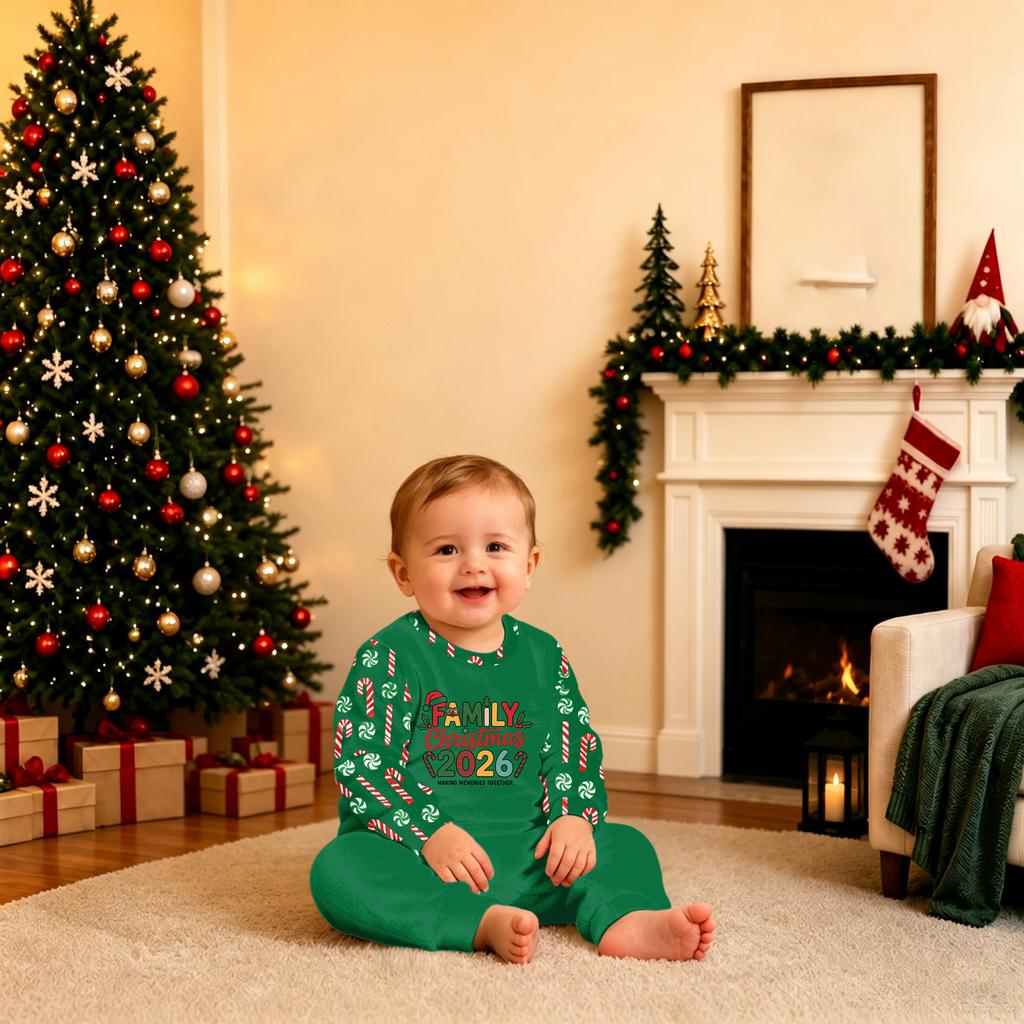 Family Matching Christmas Print Pajama Set, Long Sleeve Top and Long Pants Loungewear for Holiday