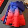 Зимнее хлопковое пальто для мальчиков, плотная хлопковая куртка средней и длинной длины с радужным градиентным узором