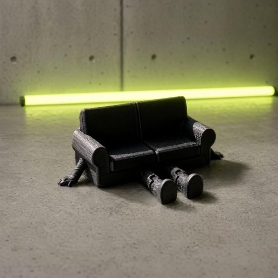 Мини-фигурка дивана, напечатанная на 3D-принтере, Новинка, Черная статуэтка дивана с подвижными суставами, Настольное украшение для снятия стресса, Декор для гостиной, офиса