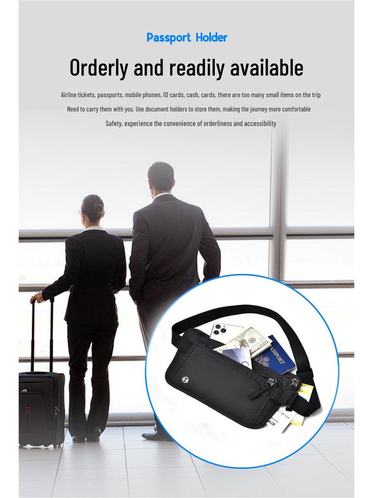 RFID Защита от кражи Поясная сумка для паспорта и телефона для путешествий, билетов, бега и спорта