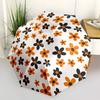 1pc Orange Black Flower Pattern Umbrella - Portable Home Essential, Durable Iron Frame with Rod Structure, Fashion Lovers yy250910128