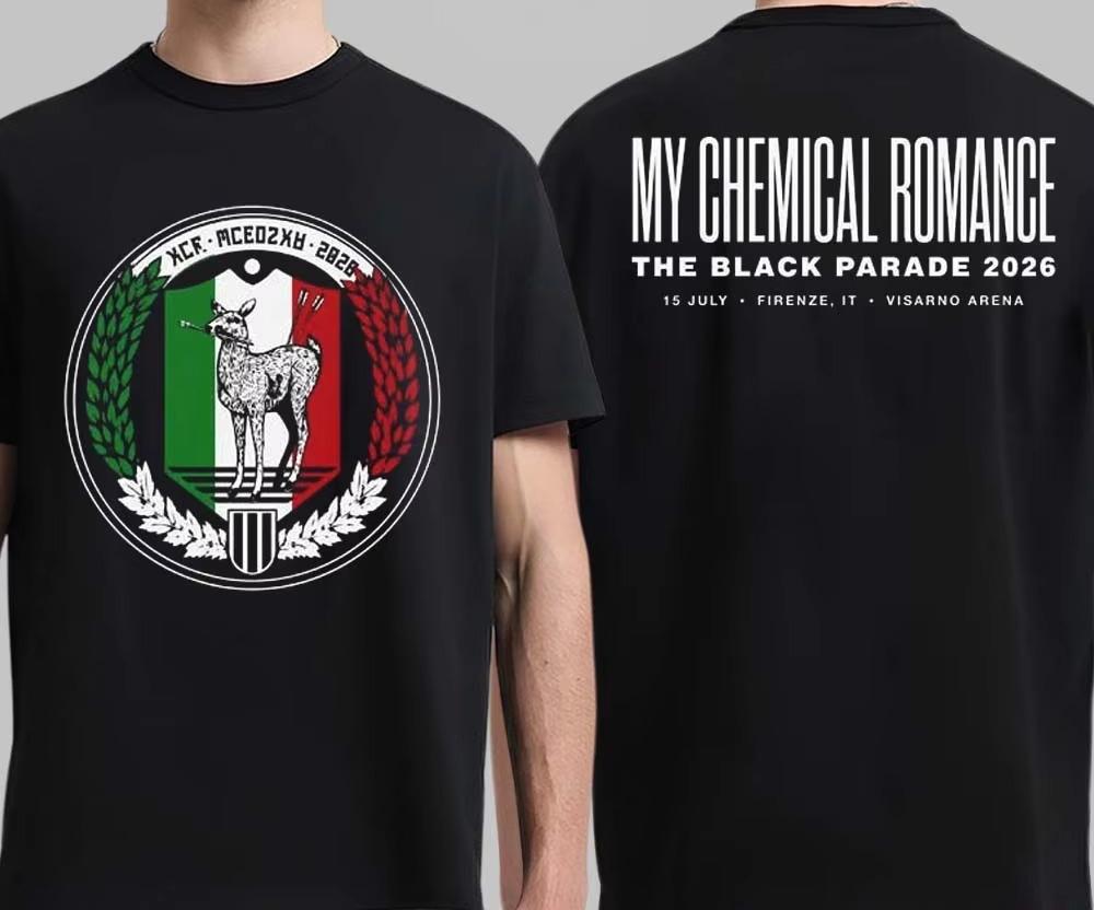 2026 Summer Hot Sale Band My Chemical Rounisexce The Black Parade Tour T-Shirt Unisex Vintage Hip Hop Streetwear Oversized Tshirt