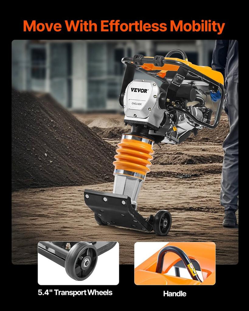6.5 HP 196 cc Four-Spring Jumping Jack Vibratory Rammer Tamper Compactor