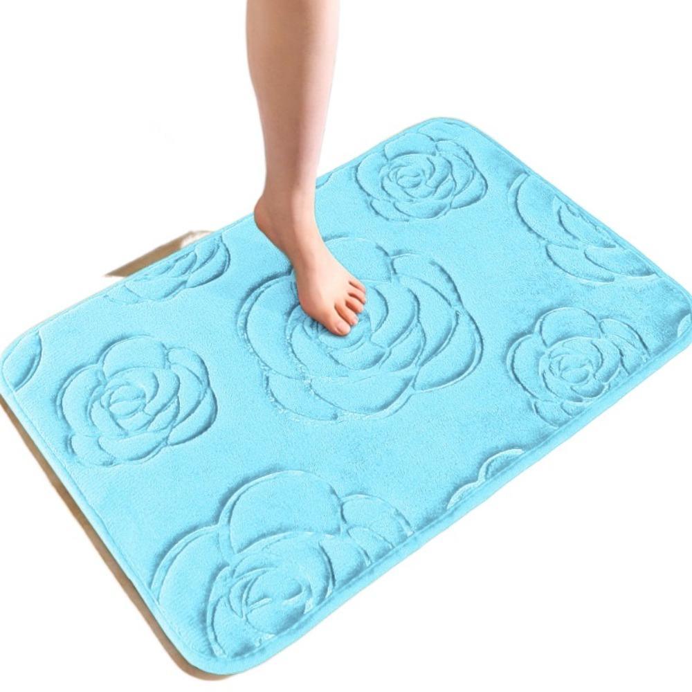Machine Washable Coral Velvet Carpet Polyester Bathroom Rug Creative Non-Slip Mat Bathtub