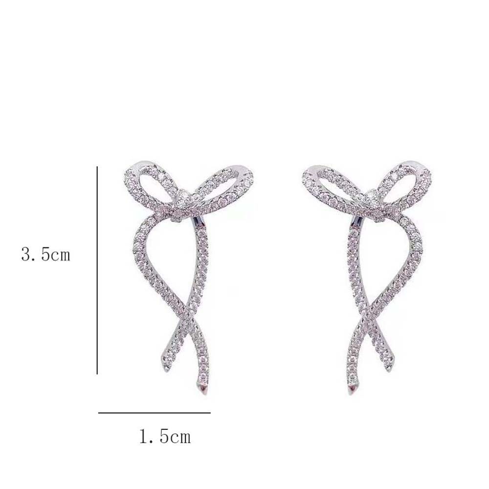 Earrings Rhinestone Bownot Zircon Bow Earrings Korean Style Rhinestone Bow Ear Studs Women Earrings