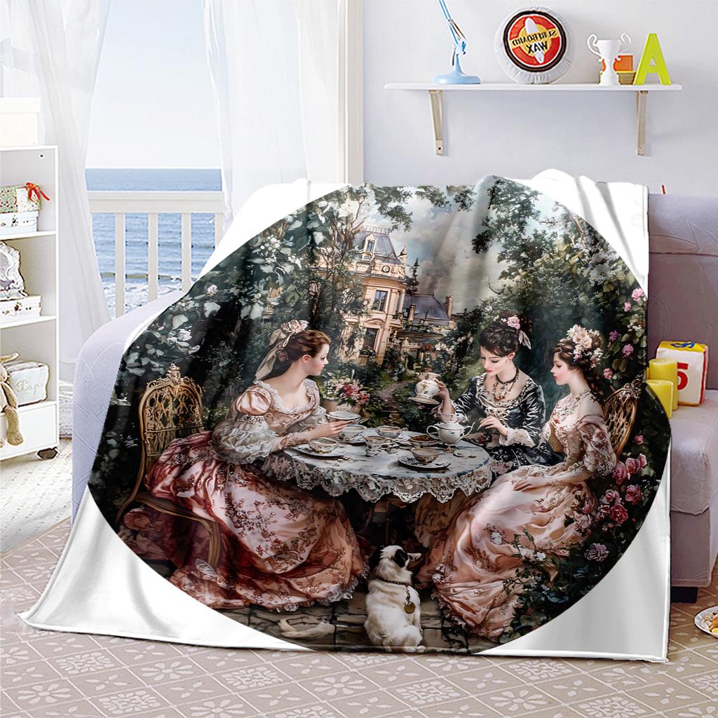 1pc Elegant Victorian-style romantic lady blanket, al season lightweigh Poster blanket home office outdoor nap multifunc Poster blanketional blanket