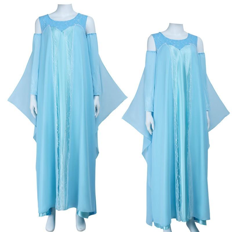 Halloween Star Wars Padme Amidala Cosplay Dress Blue Long Gown Role Play