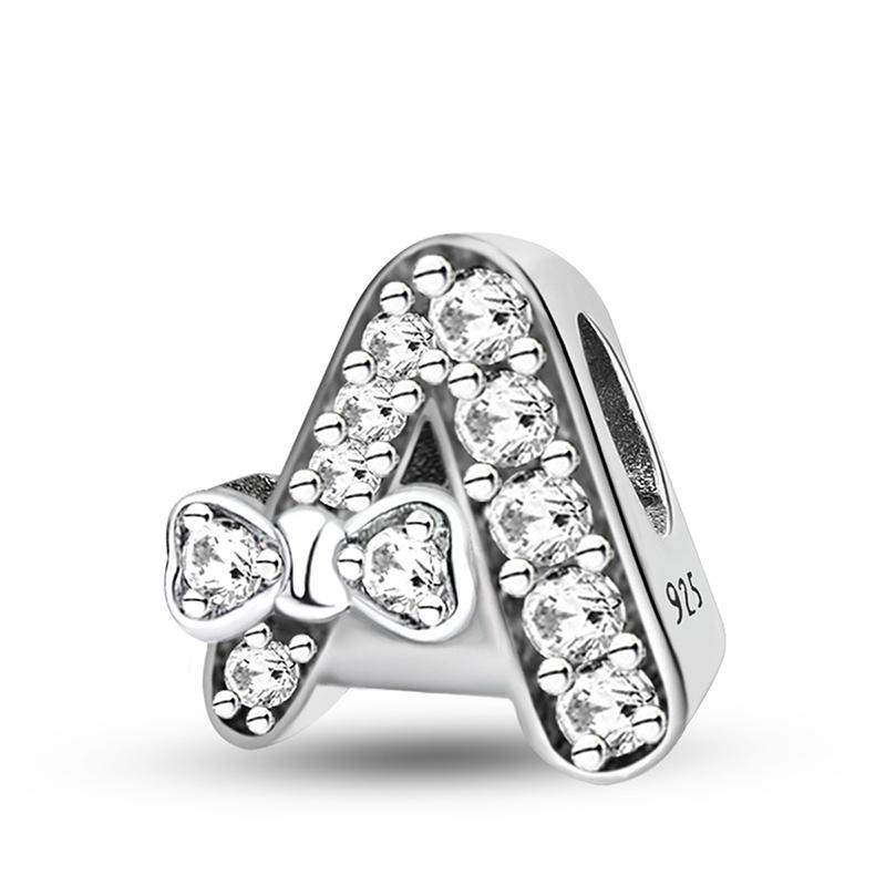 Медные Шармы-Бусины Серии Писем с Узлом-Бабочкой и Цирконами, Подходят для Оригинального Браслета Пандора, Браслета-Бенгла, DIY Ювелирные Изделия для Женщин, Подарок