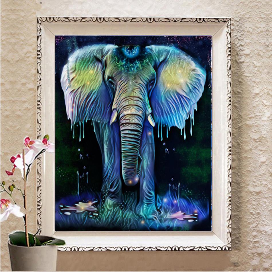 Алмазная картина животное Слон персонаж изображение 5D Алмазная вышивка акварельное стекло мозаика вышивка крестиком Craft Pack