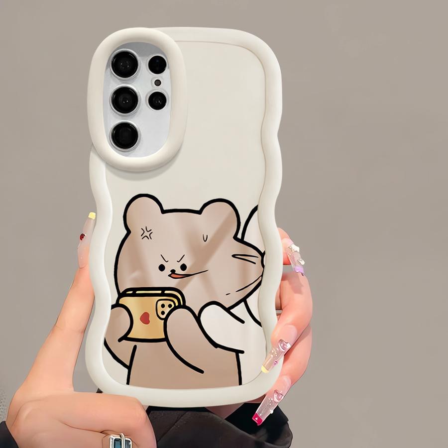 Чехол с кроликами, кусающими медведя, для Samsung Galaxy S22 Ultra S20 FE S21 S23 Plus A26 A25 S24 S25 Мягкий чехол для телефона A36 A35 A24 A54