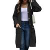 Women Knitted Cardigan Hooded Long Sleeve Single Breasted Sweater Coat with Pockets Solid Color Loose Fit Mid-length Knitwear
