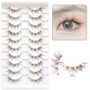 10 Pairs Japanese Cosplay Brown False Eyelashes 3D Faux Mink Lashes Fashion Spiky Lashes  for Women