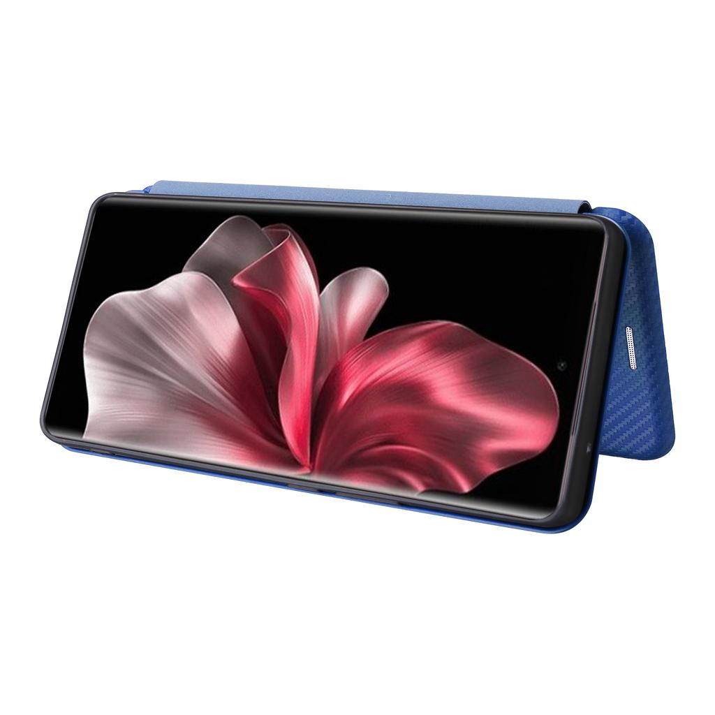 Для vivo V30e 5G Чехол Слот Для Карт Подставка Карбон Текстура Кожаный Чехол