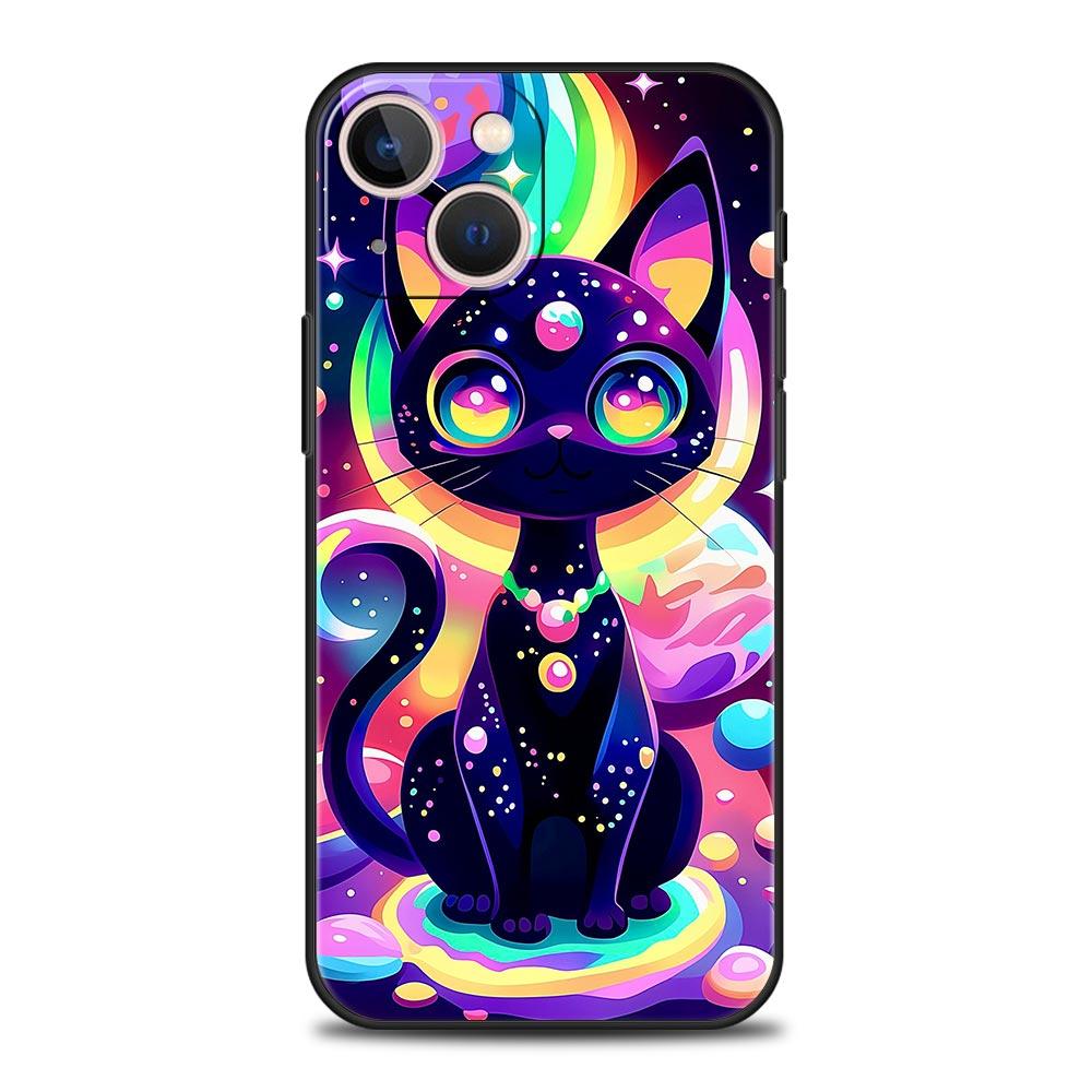 Чехол-накладка с ярким дизайном кошки для iPhone 17 16 15 14 13 12 Pro Max 11 Pro Max 17 AIR Plus Ударопрочный Мягкий ТПУ Корпус Capas
