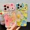 Модный масляный рисунок с цветами, волнистый чехол для телефона для iPhone 17 Air 16 15 14 13 12 11 Pro Max 16Plus, противоударный защитный мягкий чехол
