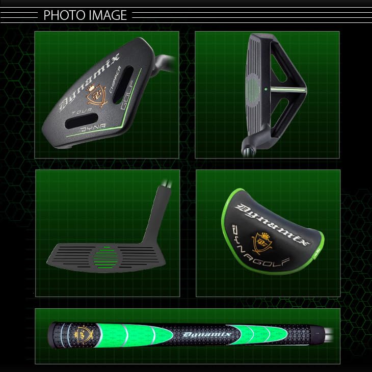 Dynagolf Dynamics Tour Chipper 34 Inches Loft Angle 32 Degrees Steel Shaft Extra Thick Grip Dynagolf Tour Chipper Black Green Men's