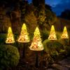 Outdoor Solar Christmas Decorations Garden Light, Santa Tree Resin Yard Stake Decor with Lawn Pathway Stakes Warm Glow, Waterproof Lamp for