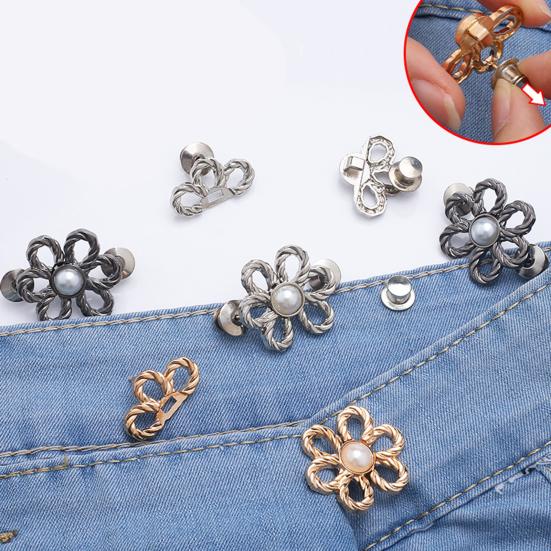 Yousheng 4 шт. Пуговицы для джинсов с цветком, Утягиватель талии брюк, Съемные декоративные пряжки для талии, Регулируемые зажимы для брюк без шитья для свободных джинсов