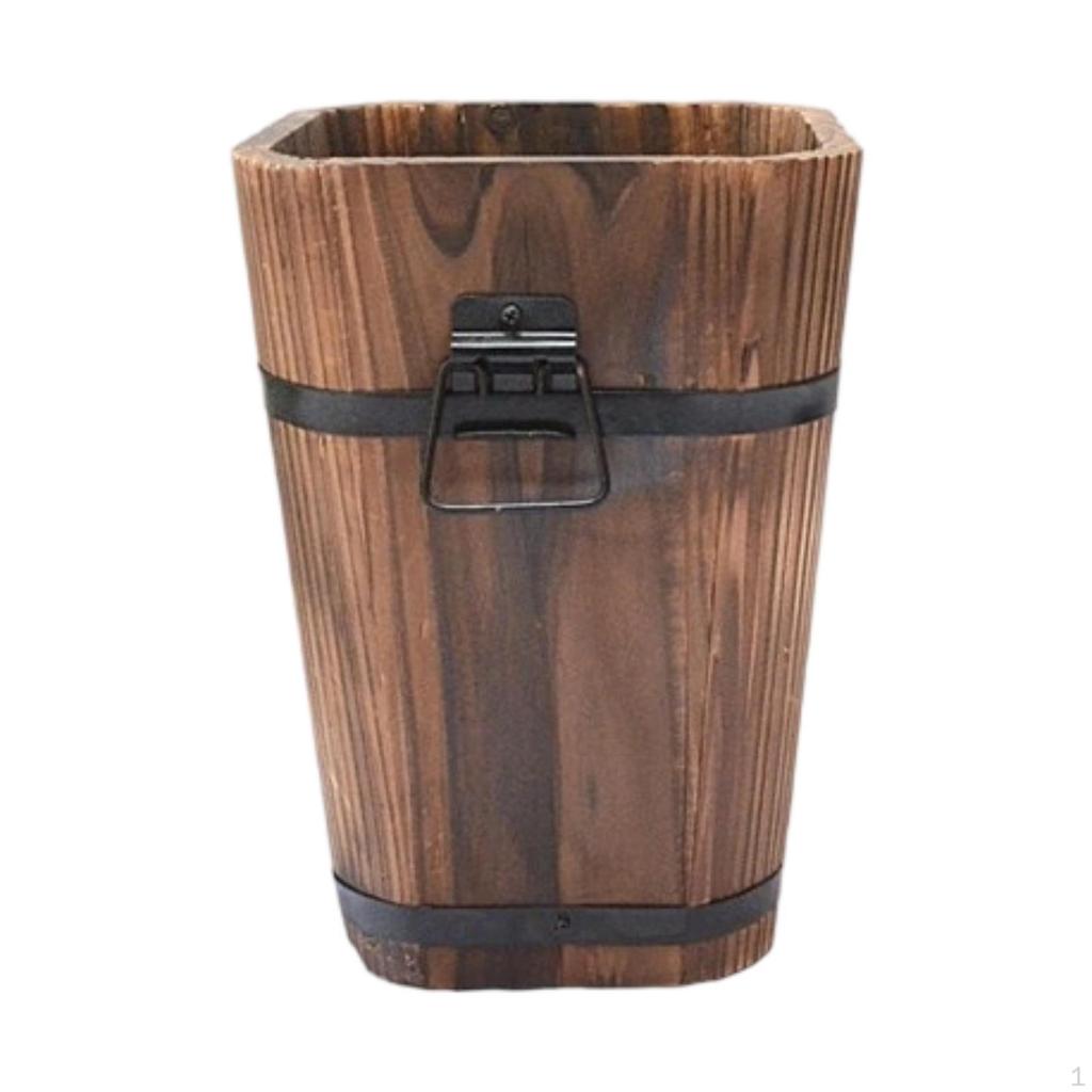 Wooden Barrel Planter Flower Pot Birthday Gift Plant Container Rustic for Indoor and Outdoor Patio
