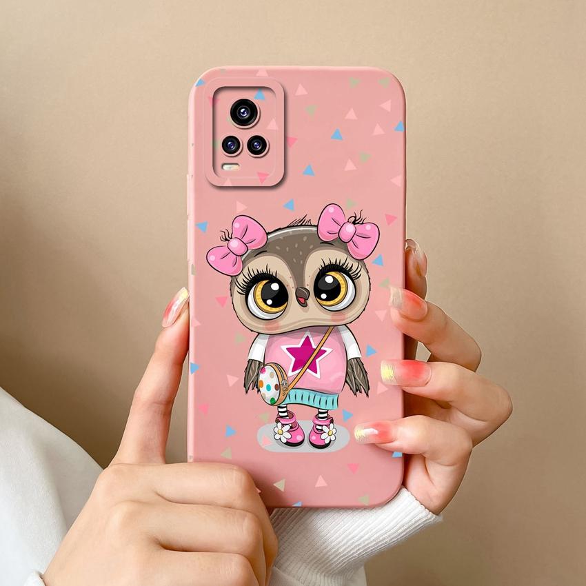 Чехол для Vivo V17 V20 S19 Y75 S16 Y77 Забавный мультяшный узор с кошкой Чехлы для телефона Защитная пленка на экран Мягкий силикон Противоскользящая защита для Vivo Бампер