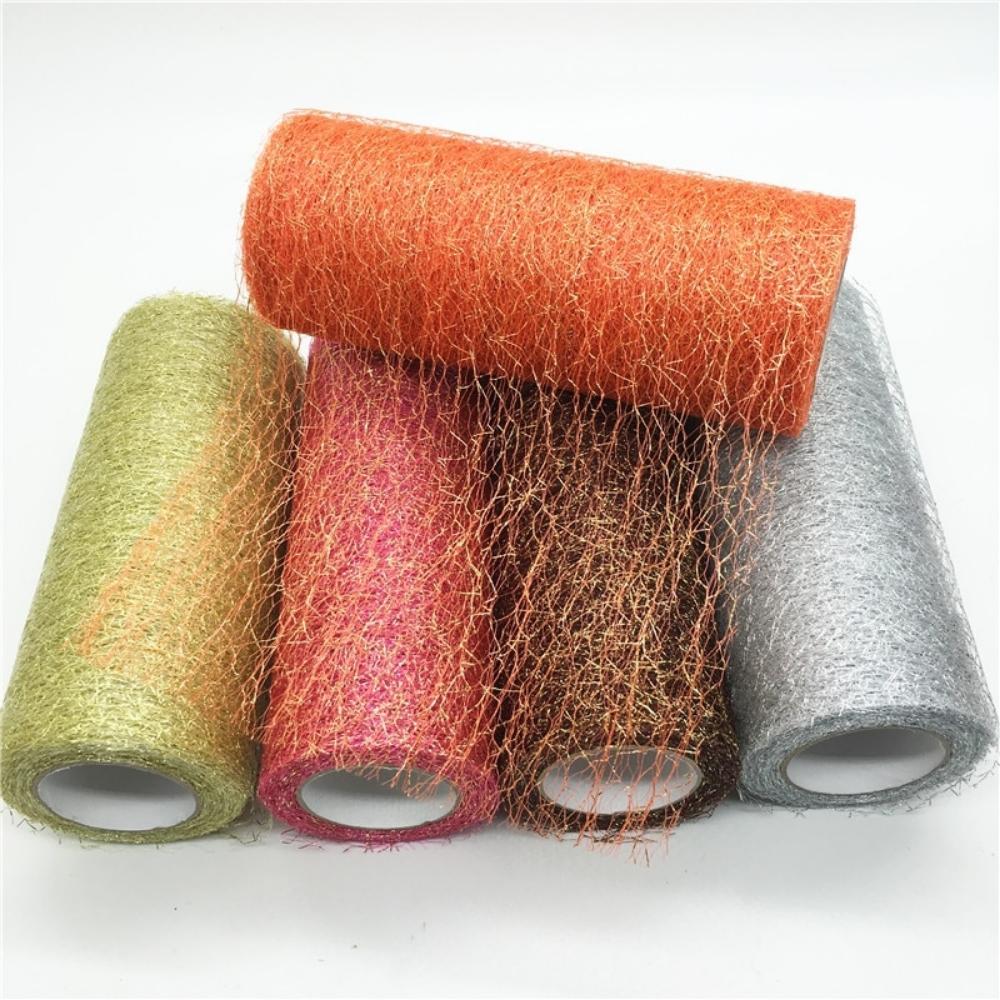 15 см * 10 лет, золотистая, серебряная проволока, тюль, рулон, катушка, ремесло, свадебная вечеринка, украшение «сделай сам», из органзы, прозрачная марля, элемент скатерти