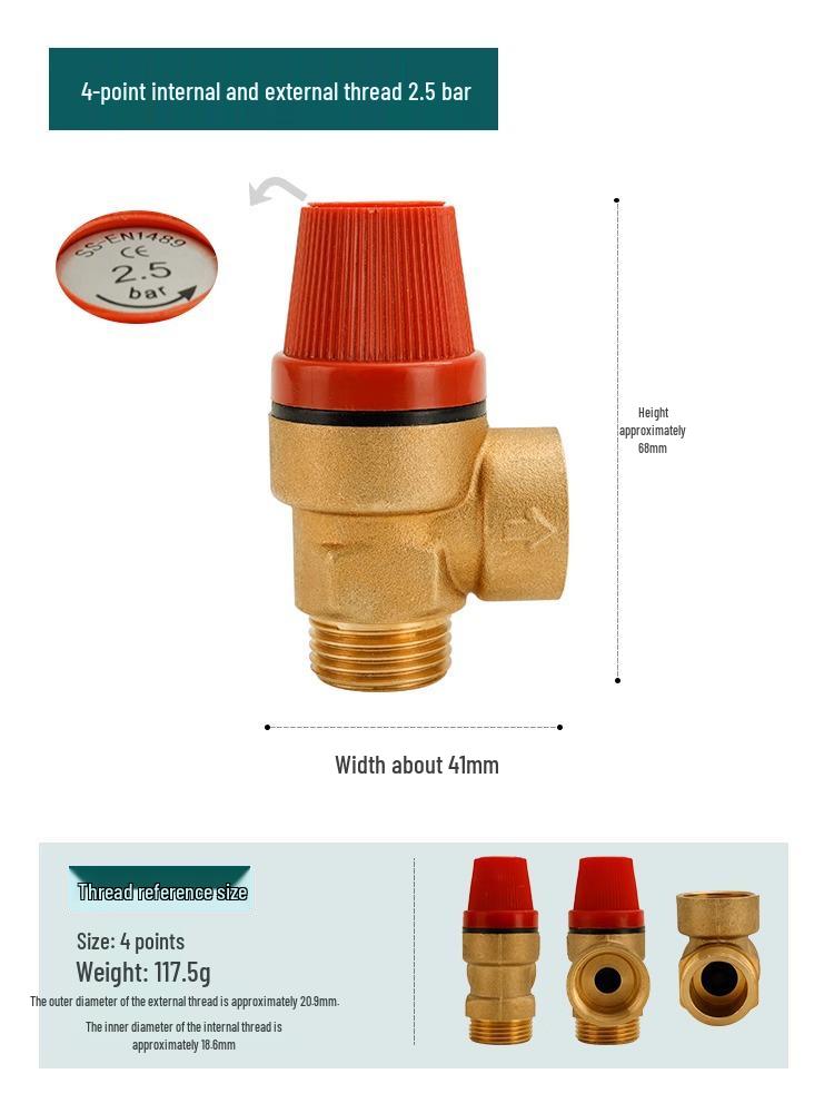 Brass Thread Safety Valve Solar Angle Valve Automatic Pressure Relief Tap