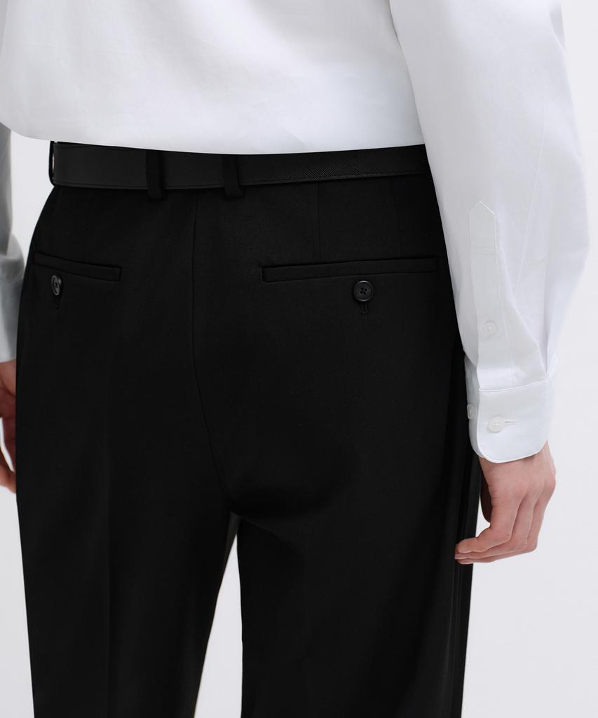 MUSINSA STANDARD Real Wide Hidden Banding Slacks [Black]