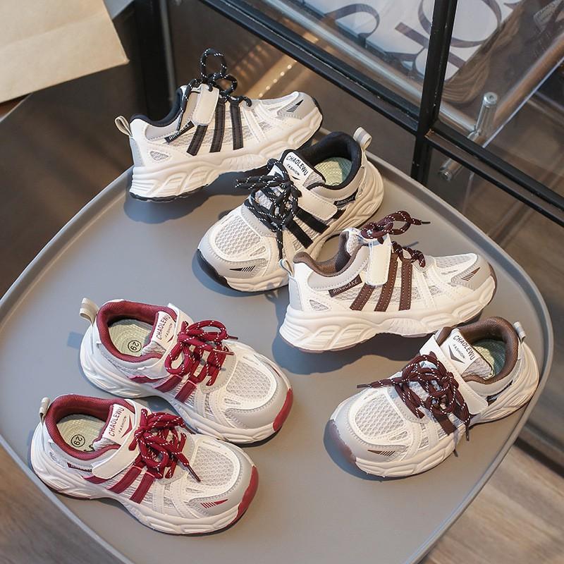 Kids Mesh Sneakers Boys Girls Breathable Chunky Dad Shoes Fall Non-Slip Sole Indoor Court Use