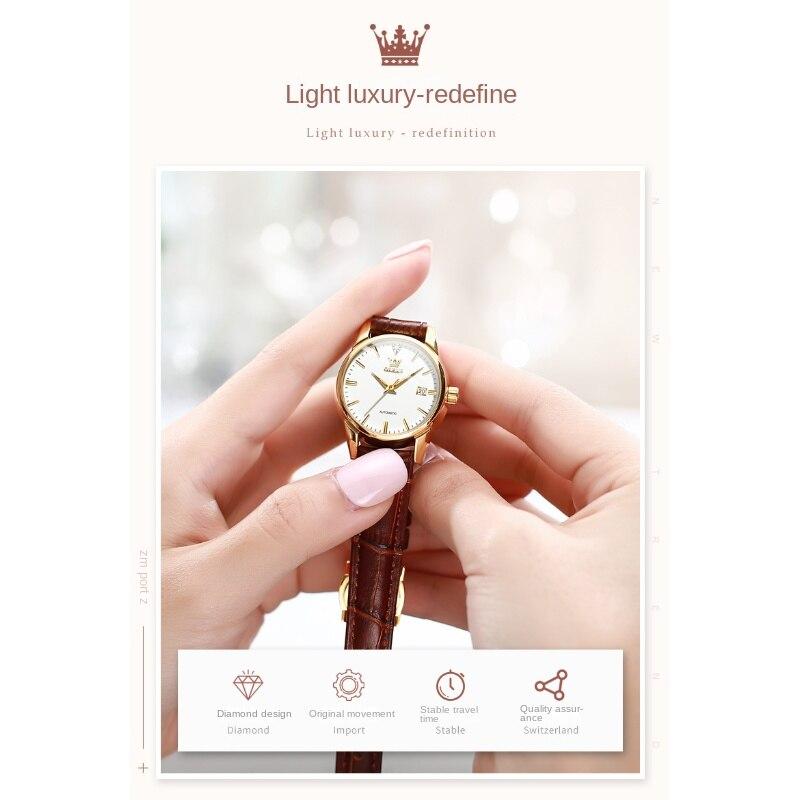 OLEVS Брендовые часы, полностью автоматические механические часы, светящиеся водонепроницаемые часы, женские часы