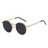 Qianai Retro Round Frame Sunglasses Women'S Metal Edge Small Frame Sunglasses Sunshade Glasses Men