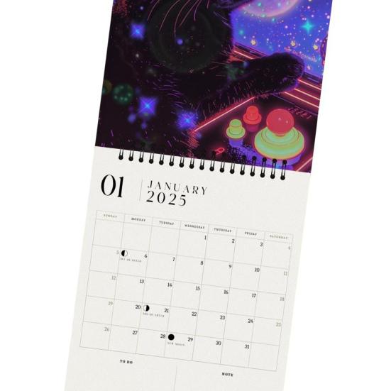 Кошачий настенный календарь 2025 года, ежемесячный планировщик на тему кошек, домашний офис, органайзер для любителей кошек