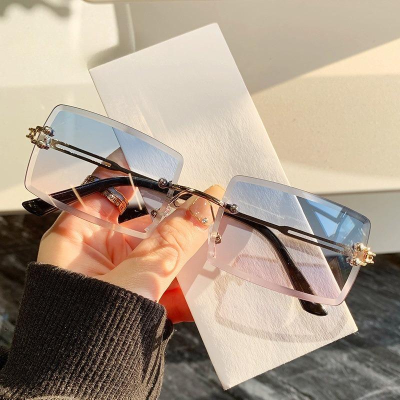 2 шт. женские и мужские модные солнцезащитные очки UV400 оттенки прямоугольные солнцезащитные очки без оправы летние модные очки