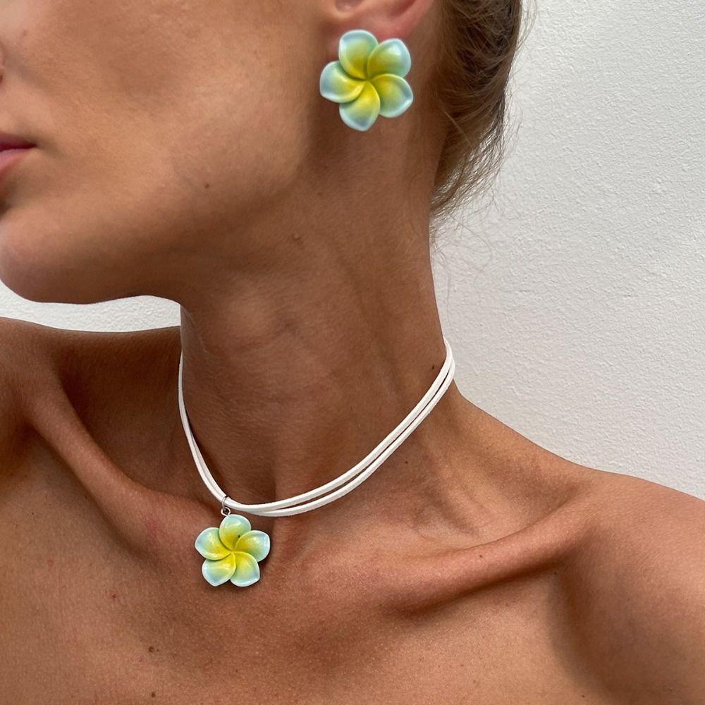 Серьги-цветы в форме яйца, ожерелья, комплект украшений в стиле Богемия, украшения в стиле Богемия, вечеринка