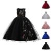 CUHK Girls' Dress Princess Dress Solid Color Embroidered Sleeveless Evening Gown Puffy Princess Dress