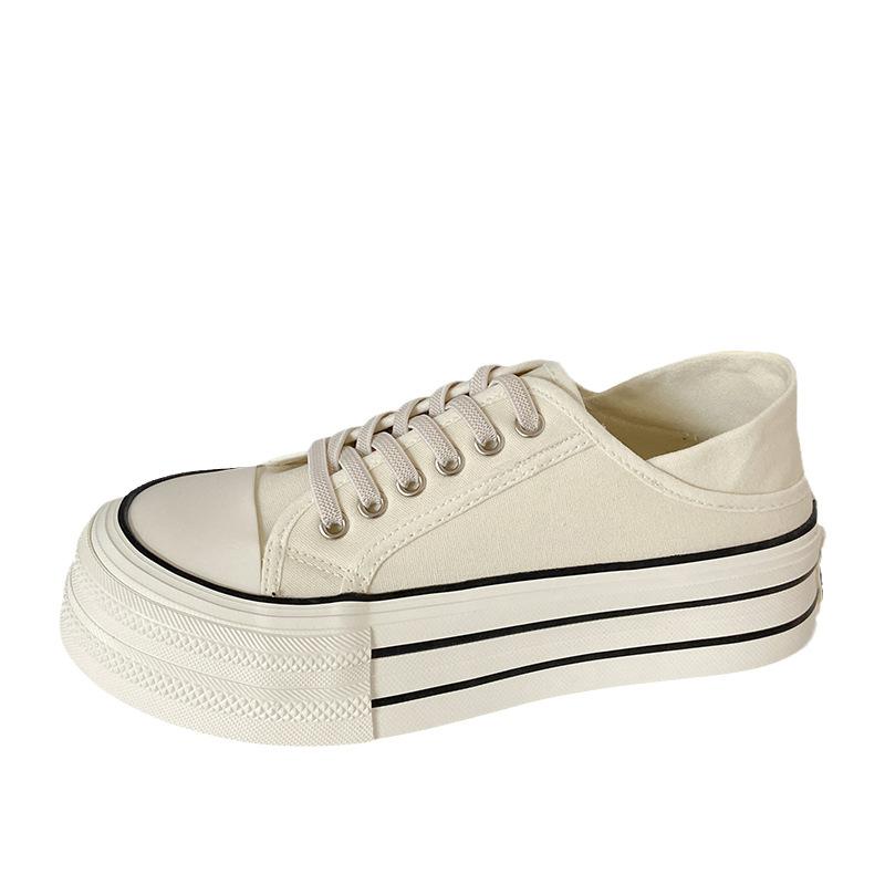 HY-1257 бесплатная пара шнурков/толстая подошва с круглой головкой, две пары белых туфель на резинке, женские летние тонкие универсальные парусиновые туфли