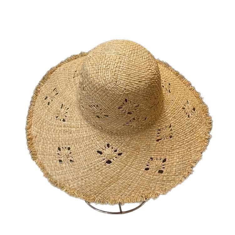 ins Hollow Lafite Straw Hat Women's Summer Big Brim Sunshade Sunscreen Hat Seaside Resort Beach Photo Sun Hat