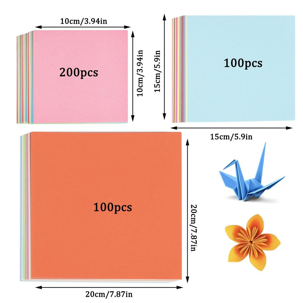 Набор бумаги для оригами из 400 листов - 10/15/20 см Двусторонняя цветная крафтовая бумага для DIY