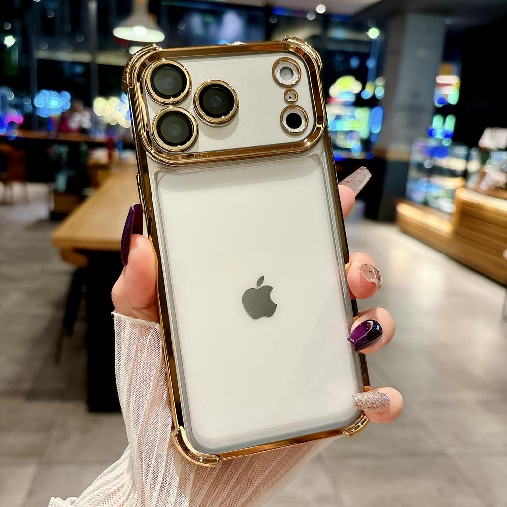 Гальванический прозрачный чехол для телефона для iPhone 17 Pro Max 17Pro Air 17 Защитная пленка для стекла камеры Воздушная подушка Ударопрочный прозрачный чехол Funda