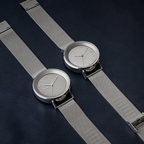 Klon SLIM SOLAR STYLE CONNECTION -СЕРЕБРИСТАЯ СЕТКА- 38 мм Пара Часов, На Солнечной Батарее, Подходящие Унисекс Часы для Мужчин и Женщин, Замена Батареи Не Требуется