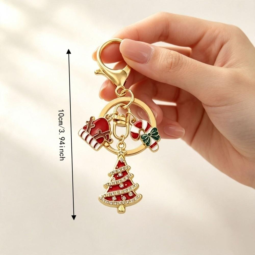 Snowman Christmas Key Chain Flower Elk Metal Xmas Pendant New Santa Claus Keychain Jewelry Gifts
