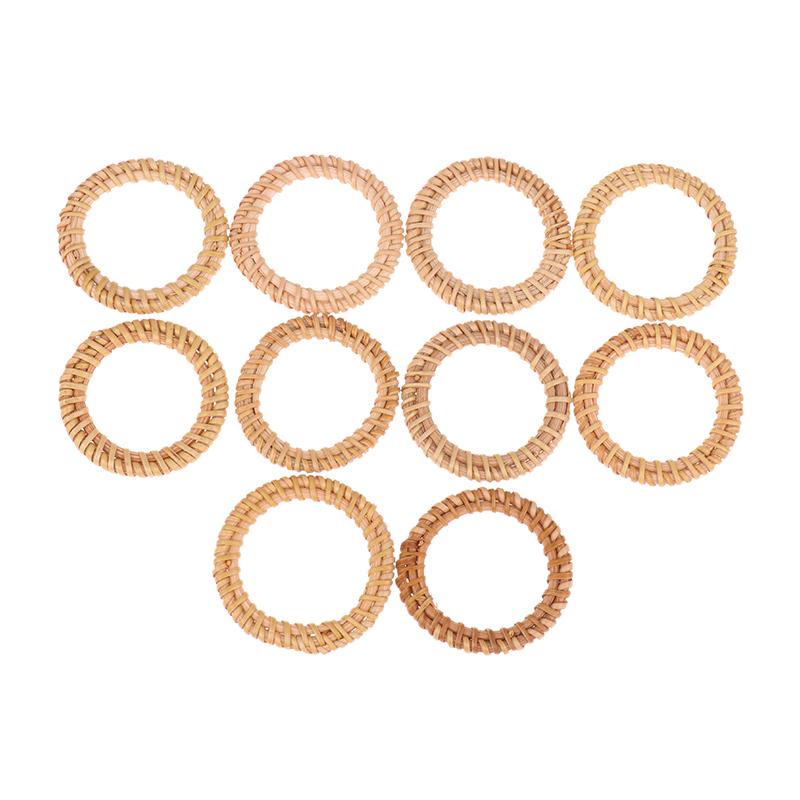 10Pcs Woven Rattan Napkin Rings Rustic Woven Tabletop Holders For Christmas Thanksgiving Home Wedding Party Decor
