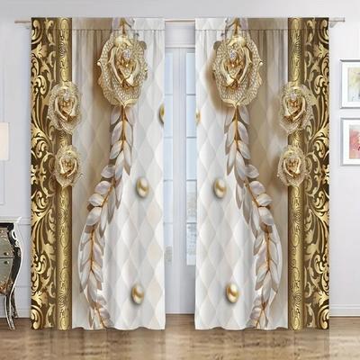 Золотые бриллиантовые розы, цветочные шторы на окна, жалюзи для гостиной, детской спальни, ванной комнаты, кухни, офиса, двери, домашнего декора, 2 шт.