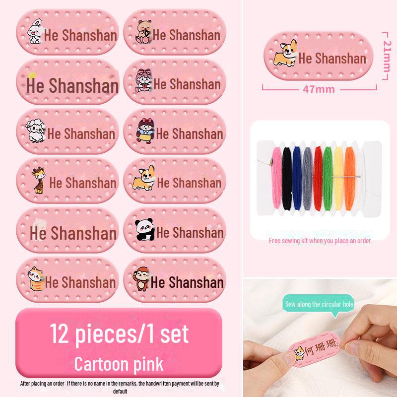 Водонепроницаемые и масляные именные наклейки для учеников начальной школы: Индивидуальные варианты из искусственной кожи и вышитой кожи