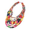 Vibrant Bohemian Style Multilayer Necklace Artistic Bohemian Multilayer Wood Neck Chain Jewelry Set for Music Festivals