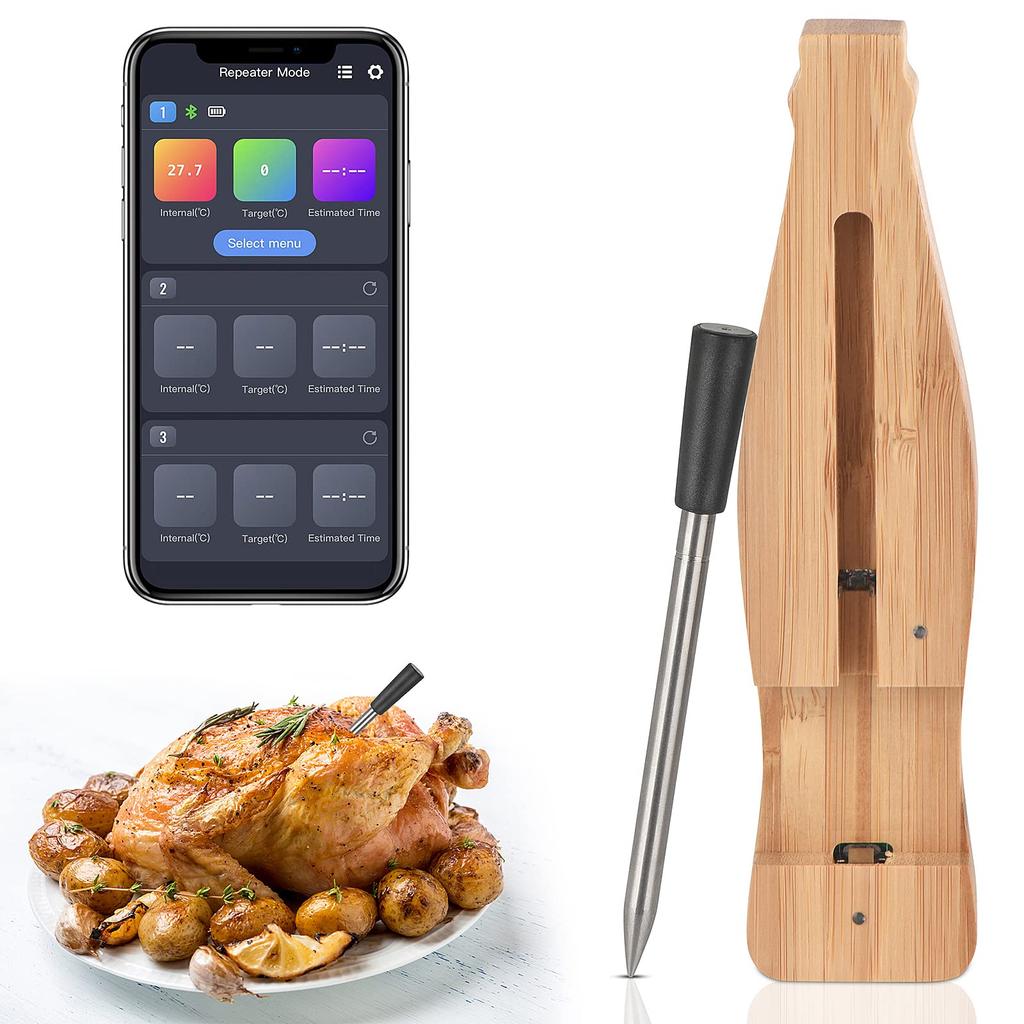 Цифровой новейший беспроводной термометр для мяса и продуктов питания 350 футов, умный контроль через приложение, Bluetooth кухонный термометр для приготовления пищи, духовки, гриля, барбекю