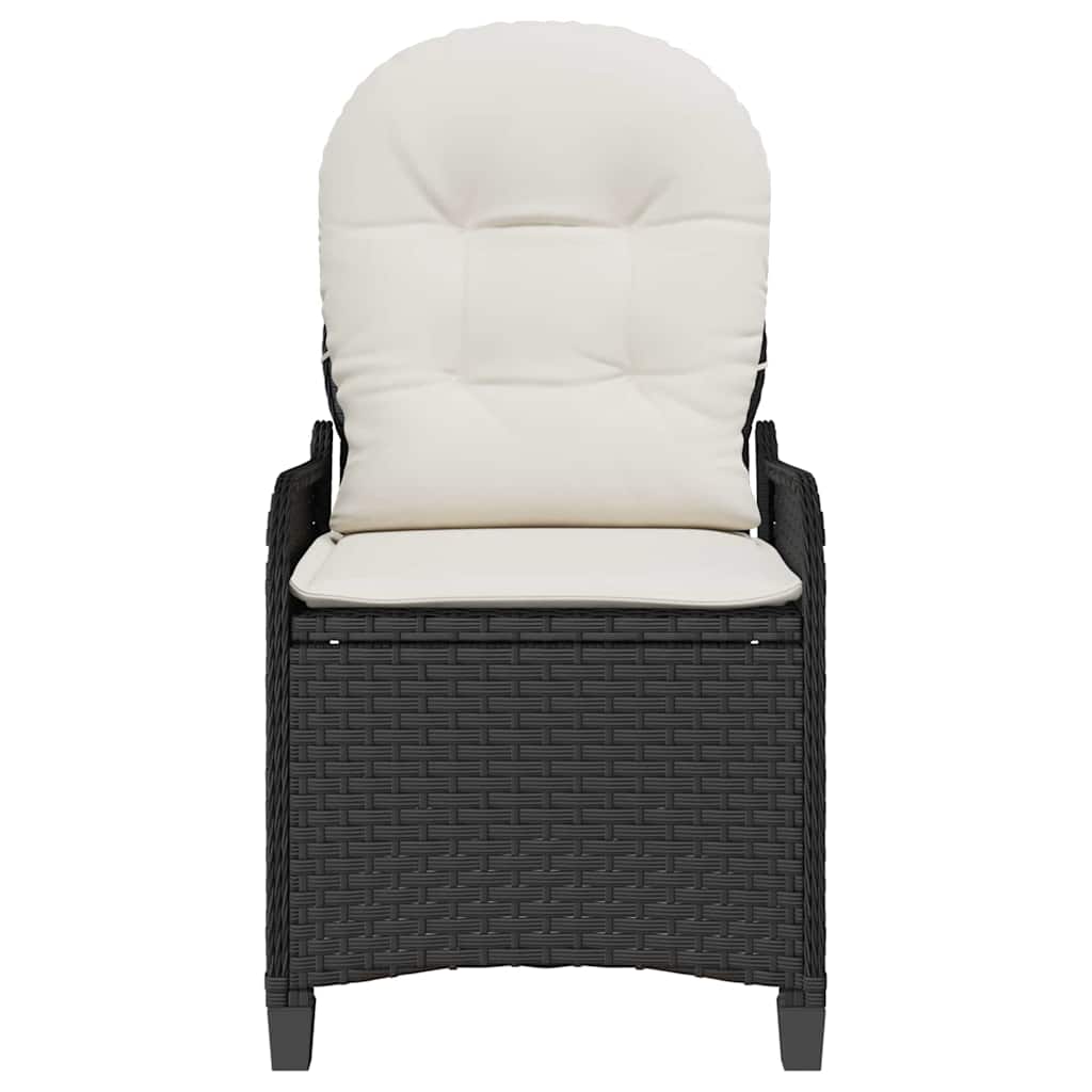 Reclining Chair with Cushion Black 56 x 66 x 95 cm Poly Rattan