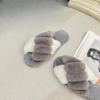 Fashion Women Fuzzy Slippers Cross Band Soft Plush Cozy House Shoes Furry Open Toe Indoor Outdoor Warm Anti Skid Leisure Ladies Slippers