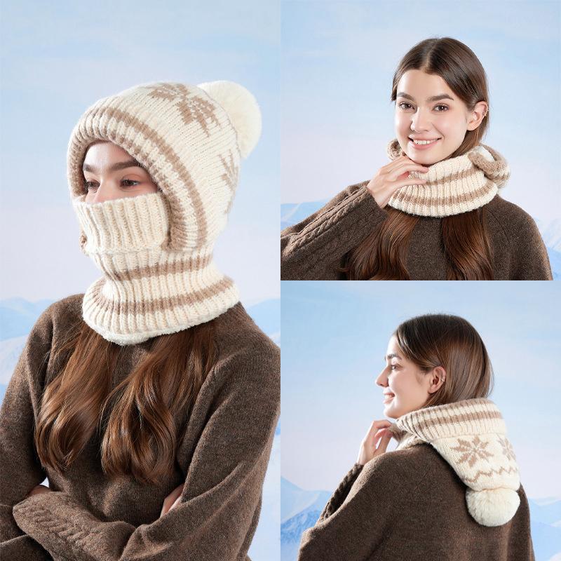 Зимняя бархатная шапка с защитой ушей, женская маска-шарф, цельная шапка, теплая, ветрозащитная, холодостойкая, вязаная шерстяная шапка